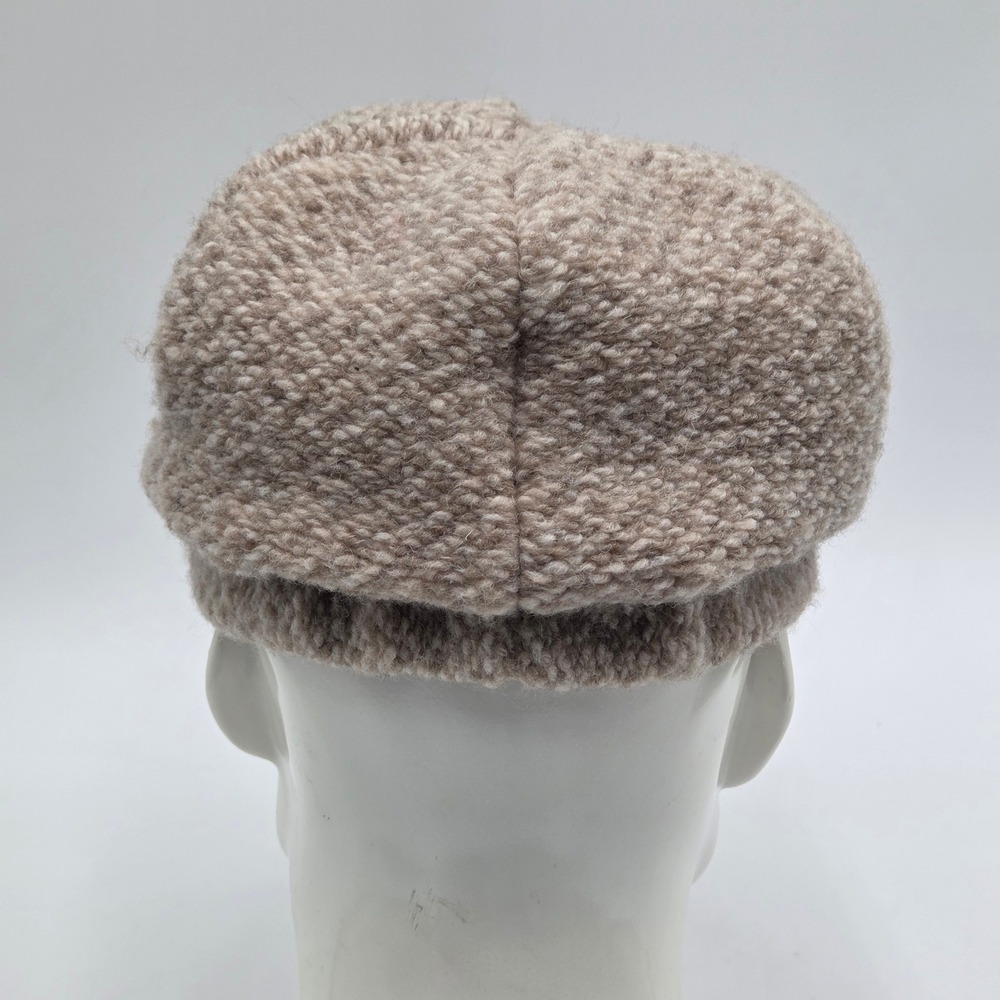 Bordoni Womens Newsboy Cap Beige Wool Blend Herringbone Made in Italy - Picture 5 of 7